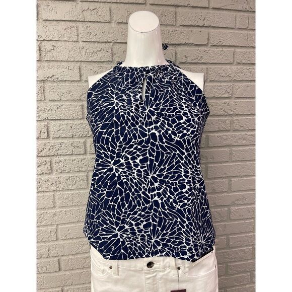 Haley &The Hound Navy White Halter Top Size S - Picture 1 of 8